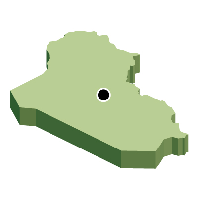 イラク共和国無料フリーイラスト｜首都・立体(緑)